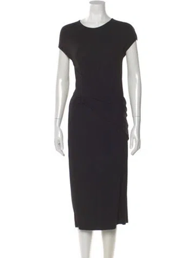 Pre-owned Michael Kors Crew Neck Midi Length Dress In Black