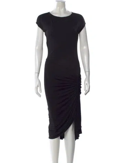 Pre-owned Michael Kors Crew Neck Midi Length Dress In Black