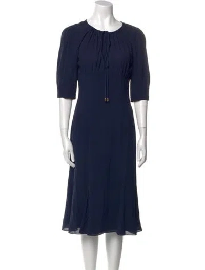 Pre-owned Michael Kors Crew Neck Midi Length Dress In Blue