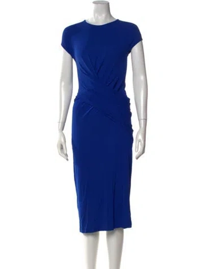Pre-owned Michael Kors Crew Neck Midi Length Dress In Blue