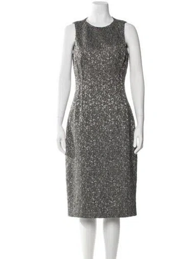 Pre-owned Michael Kors Crew Neck Midi Length Dress In Gray
