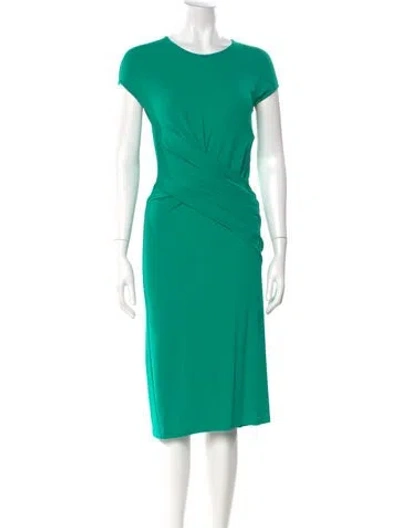Pre-owned Michael Kors Crew Neck Midi Length Dress In Green
