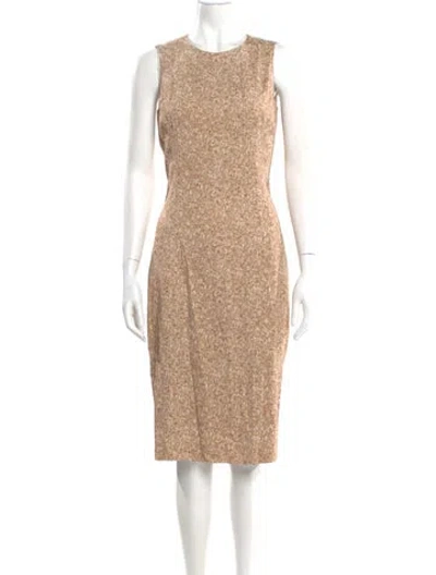 Pre-owned Michael Kors Crew Neck Midi Length Dress In Neutral
