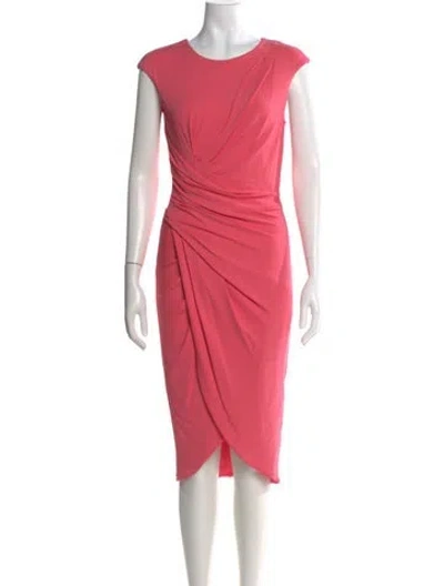 Pre-owned Michael Kors Crew Neck Midi Length Dress In Pink