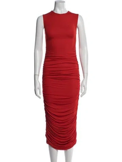 Pre-owned Michael Kors Crew Neck Midi Length Dress In Red