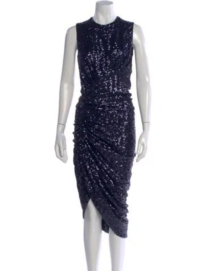 Pre-owned Michael Kors Crew Neck Midi Length Dress W/ Tags In Blue