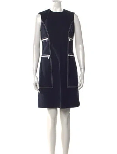 Pre-owned Michael Kors Crew Neck Mini Dress In Blue