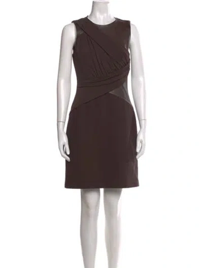 Pre-owned Michael Kors Crew Neck Mini Dress In Brown