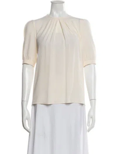 Pre-owned Michael Kors Crew Neck Short Sleeve Blouse In White