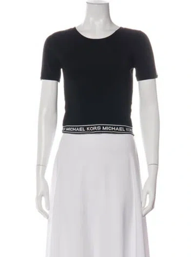 Pre-owned Michael Kors Crew Neck Short Sleeve Crop Top In Green