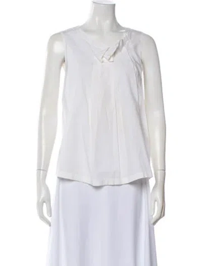 Pre-owned Michael Kors Crew Neck Sleeveless Blouse In White