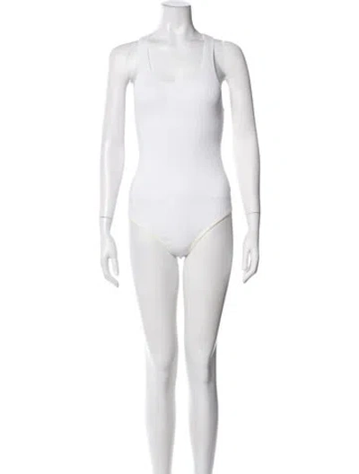 Pre-owned Michael Kors Crew Neck Sleeveless Bodysuit In White