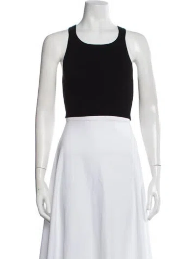 Pre-owned Michael Kors Crew Neck Sleeveless Crop Top In Black