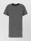 Michael Kors Crew Neck Striped Cotton T-shirt Dress In Black