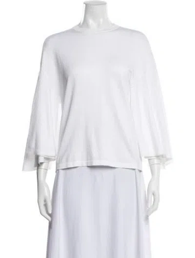 Pre-owned Michael Kors Crew Neck Three-quarter Sleeve Top In White