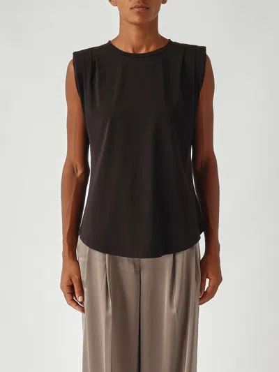 Michael Kors Crew Nk Pleat Shldr Top Top-wear In Black