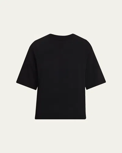 Michael Kors Crewneck Cashmere Knit Tee In Black