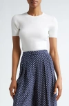 Shop Michael Kors Collection Crewneck Cashmere T-shirt Sweater In Optic White