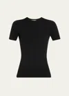 Michael Kors Crewneck Cashmere Tee In Black