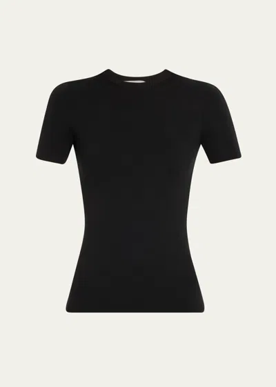 Michael Kors Crewneck Cashmere Tee In Black