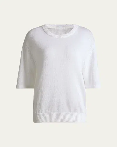 Michael Kors Crewneck Linen-cotton Knit Sweater In White