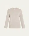 Michael Kors Crewneck Oversized Cashmere Tunic Sweater In Pearl Mel