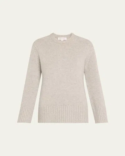 Michael Kors Crewneck Oversized Cashmere Tunic Sweater In Pearl Mel