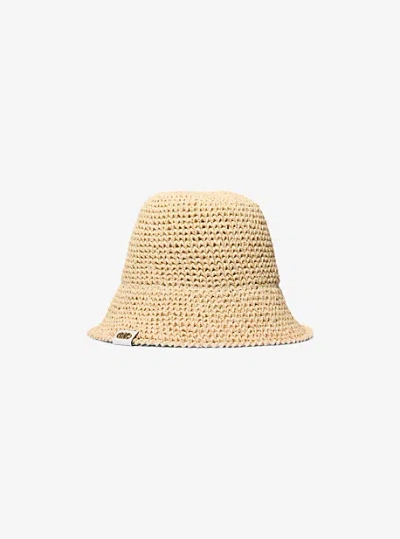 Michael Kors Crochet Straw Bucket Hat In Natural