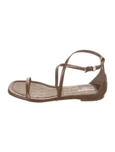 Pre-owned Michael Kors Crocodile Animal Print Sandals In Brown