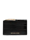 Michael Kors Crocodile-embossed Cardholder In Black