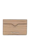 Michael Kors Hudson Notched Cardcase Crocodile Texture In Brown
