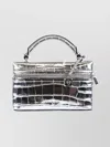 Michael Kors Crocodile Embossed Crossbody Bag Top Handle In Neutral
