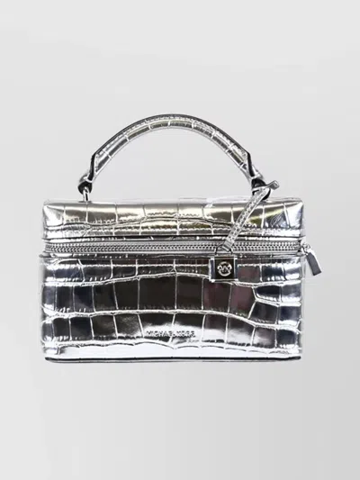 Michael Kors Crocodile Embossed Crossbody Bag Top Handle In Neutral