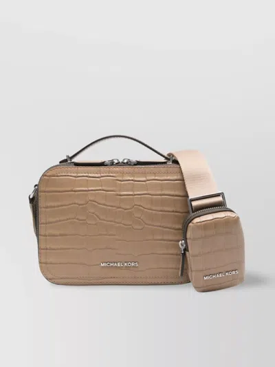 Michael Kors Crocodile Embossed Messenger Bag With Adjustable Strap In Grey