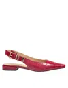 Michael Kors Darrington Sling Flat In Crocodile Print Leather In Deep Red
