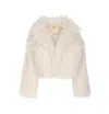Michael Kors Crop Faux Fur Peacoat In Multi