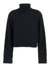 Michael Kors Black Turtleneck Cropped Sweater With Logo Plaque On The Rear In Black