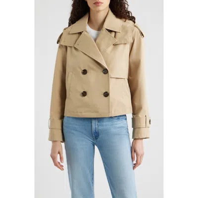 Michael Kors Crop Trench Coat With Removable Hood In Neutral