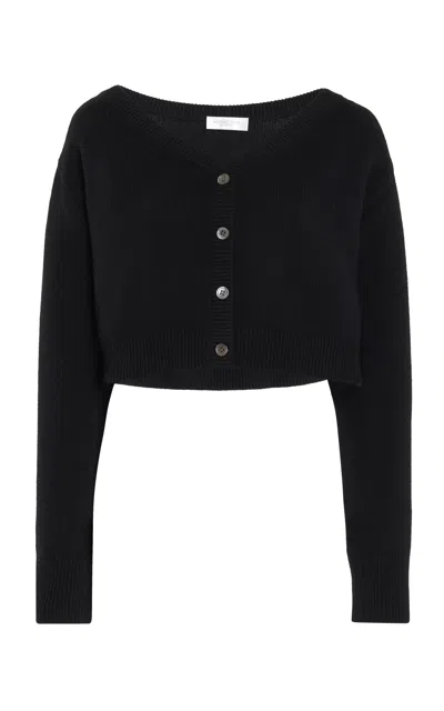 Michael Kors Cropped Ballet Cashmere Cardigan In Black