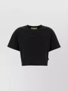 Michael Kors Cropped Crew Neck Short Sleeve T-shirt In Black