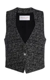 Michael Kors Cropped Glenplaid Vest In Black,white