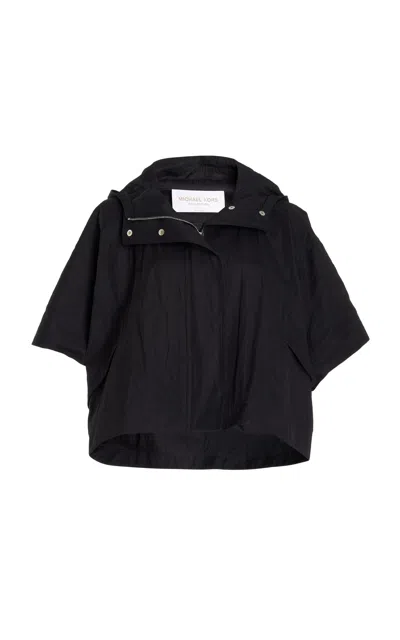 Michael Kors Cropped Hooded Cotton Anorak In Black