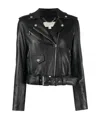 Michael Kors Crinkled Leather Moto Jacket In Black