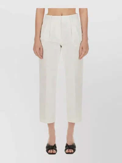 Michael Kors Cropped Pants Belt Loops Pleated Front In White