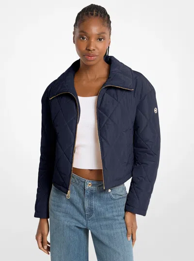 Michael Kors Cropped Quilted Jacket In Blue