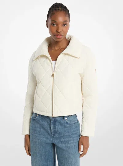 Michael Kors Cropped Quilted Jacket In Brown