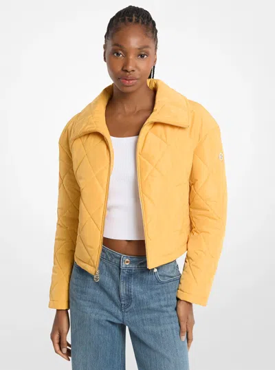 Michael Kors Cropped Quilted Jacket In Yellow