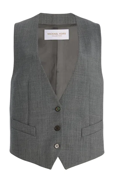 Michael Kors Cropped Stretch-wool Vest In Grey
