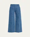 Michael Kors Cropped Wide-leg Denim Jeans In Blue