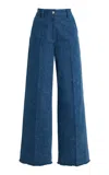 Michael Kors Cropped Wide-leg Frayed Jeans In Blue